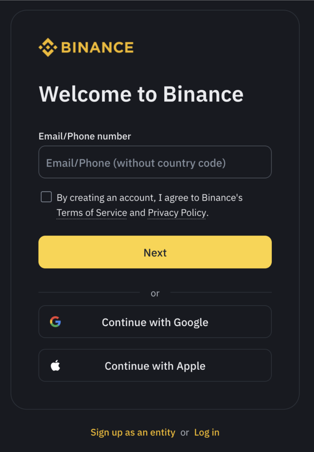 Sign up to Binance Sign up to Binance